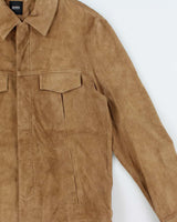 Vintage Y2K 00s Hugo Boss Tan Lamb Suede Buttoned Jacket - L