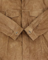 Vintage Y2K 00s Hugo Boss Tan Lamb Suede Buttoned Jacket - L