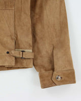 Vintage Y2K 00s Hugo Boss Tan Lamb Suede Buttoned Jacket - L