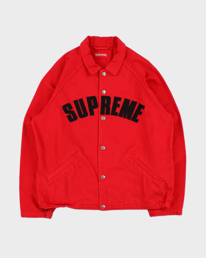 FW2018 Supreme Snap Front Twill Canvas Coach Jacket - L