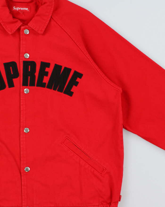 FW2018 Supreme Snap Front Twill Canvas Coach Jacket - L