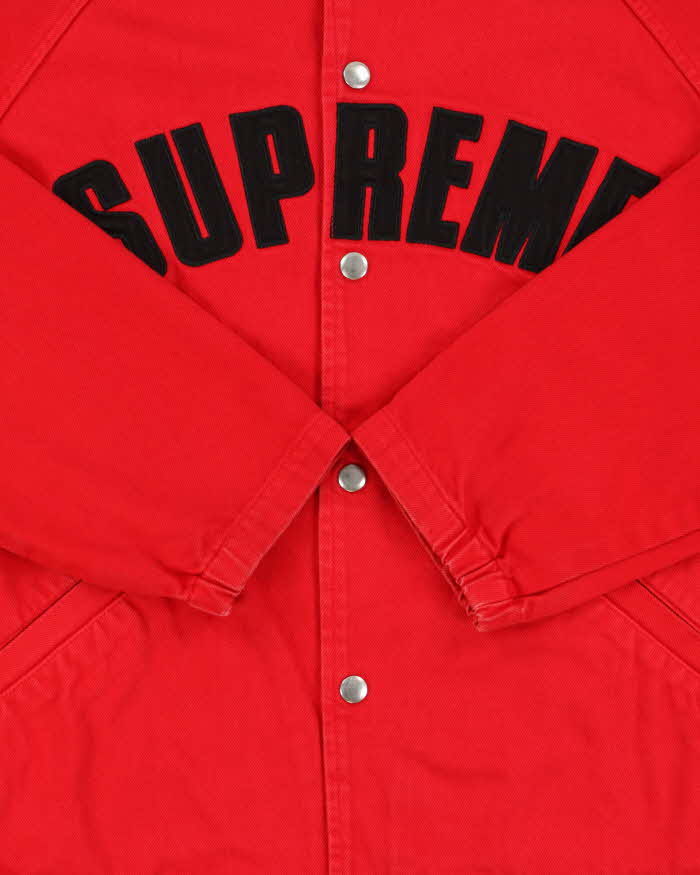 FW2018 Supreme Snap Front Twill Canvas Coach Jacket - L
