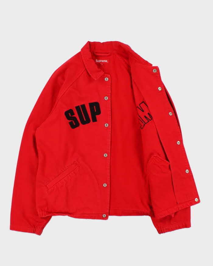 FW2018 Supreme Snap Front Twill Canvas Coach Jacket - L