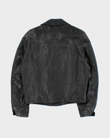 Vintage 1960s Paris Double Breasted Cropped Leather Jacket - M