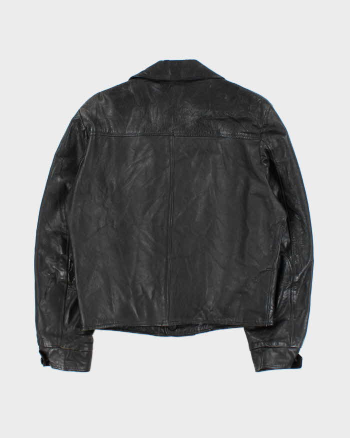 Vintage 1960s Paris Double Breasted Cropped Leather Jacket - M