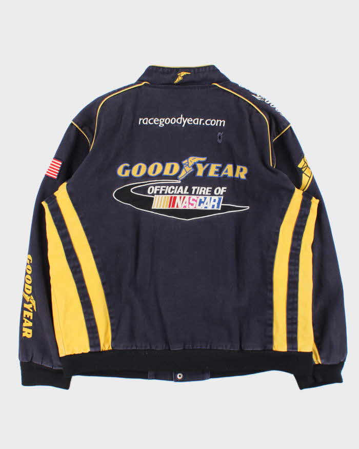 Vintage Y2K 00s Good Year Racing Nascar Distressed Canvas Bomber Jacket - L