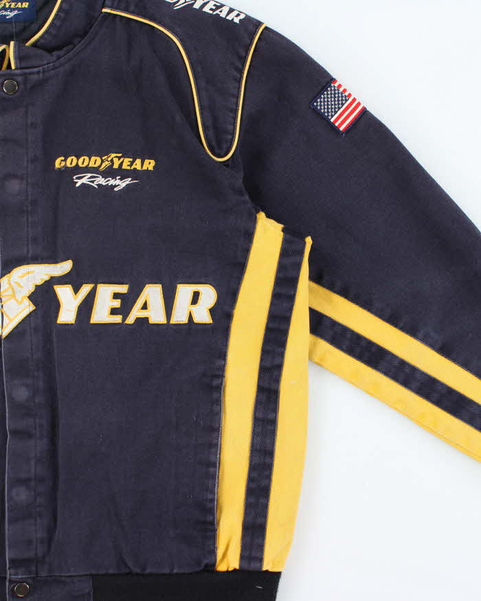 Vintage Y2K 00s Good Year Racing Nascar Distressed Canvas Bomber Jacket - L