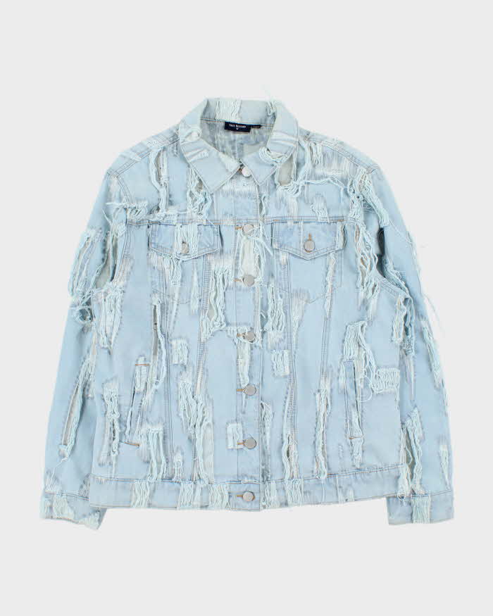 Vintage True Religion Frayed Sheer Light Wash Denim Jacket - L