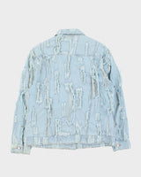 Vintage True Religion Frayed Sheer Light Wash Denim Jacket - L