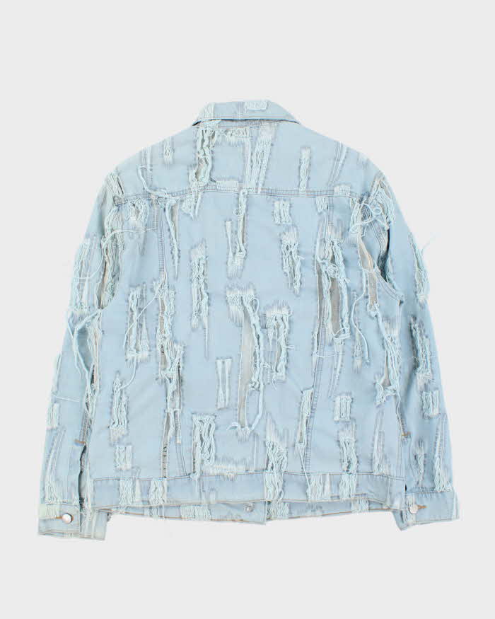 Vintage True Religion Frayed Sheer Light Wash Denim Jacket - L