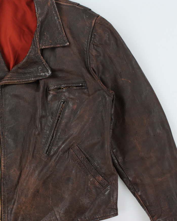 Vintage 1960s Union Made In USA Goatskin Leather Biker Jacket - L