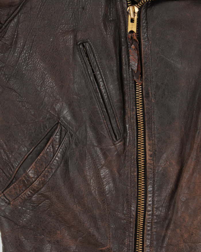 Vintage 1960s Union Made In USA Goatskin Leather Biker Jacket - L