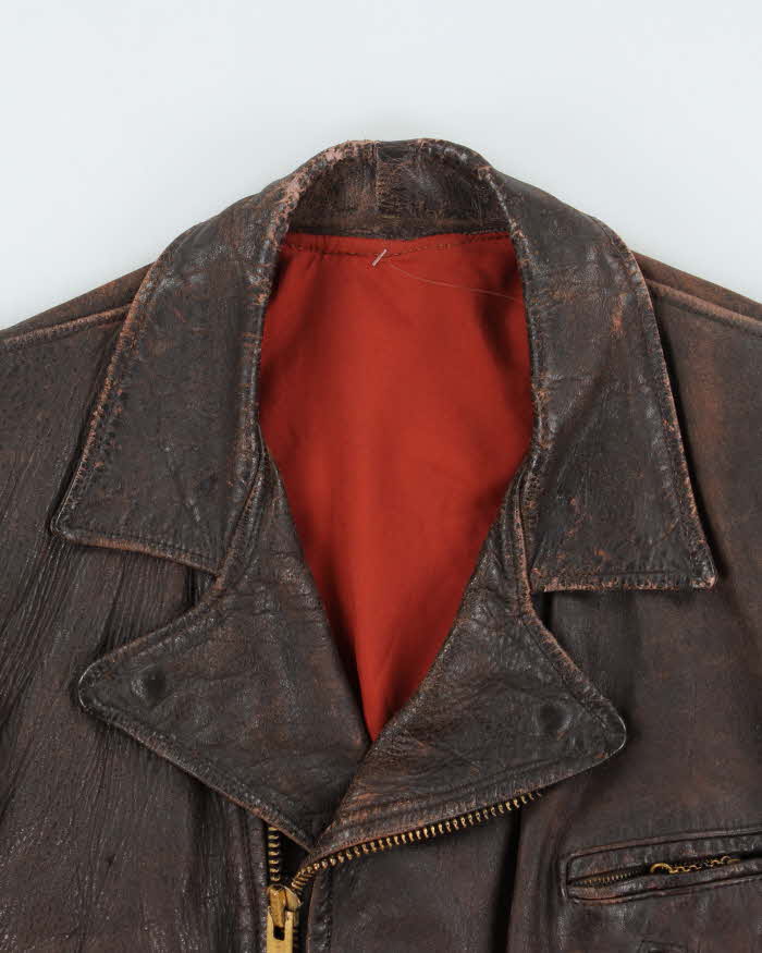 Vintage 1960s Union Made In USA Goatskin Leather Biker Jacket - L