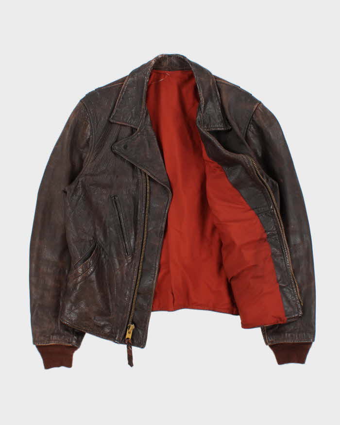 Vintage 1960s Union Made In USA Goatskin Leather Biker Jacket - L