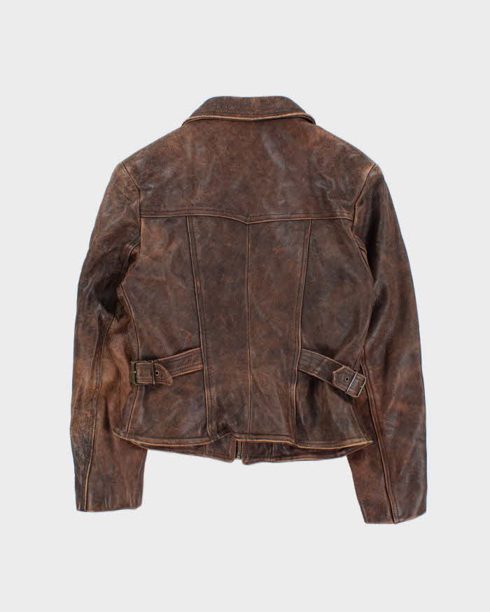 Vintage 1990s Laurence Roy Women's Belted Patina Leather Jacket - S