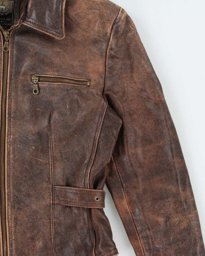 Vintage 1990s Laurence Roy Women's Belted Patina Leather Jacket - S