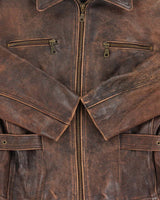 Vintage 1990s Laurence Roy Women's Belted Patina Leather Jacket - S