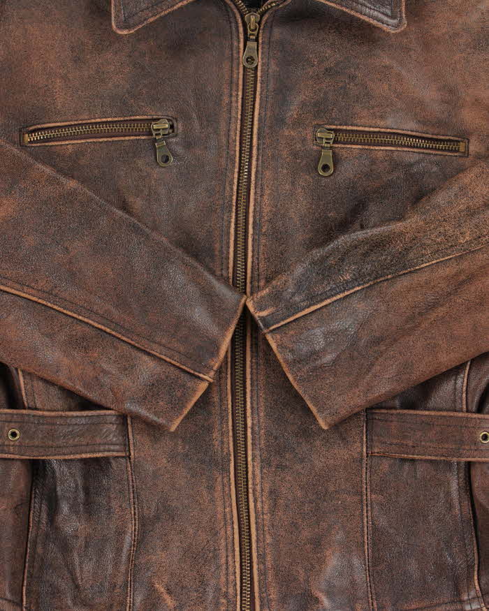Vintage 1990s Laurence Roy Women's Belted Patina Leather Jacket - S