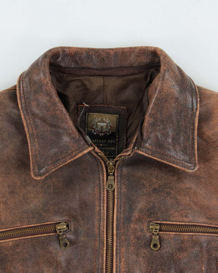 Vintage 1990s Laurence Roy Women's Belted Patina Leather Jacket - S