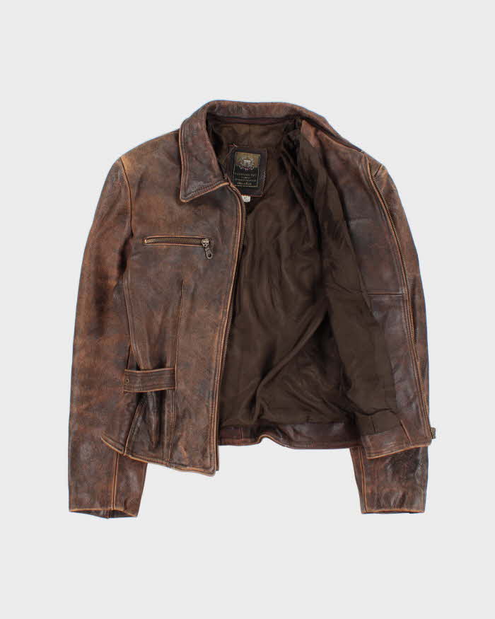 Vintage 1990s Laurence Roy Women's Belted Patina Leather Jacket - S