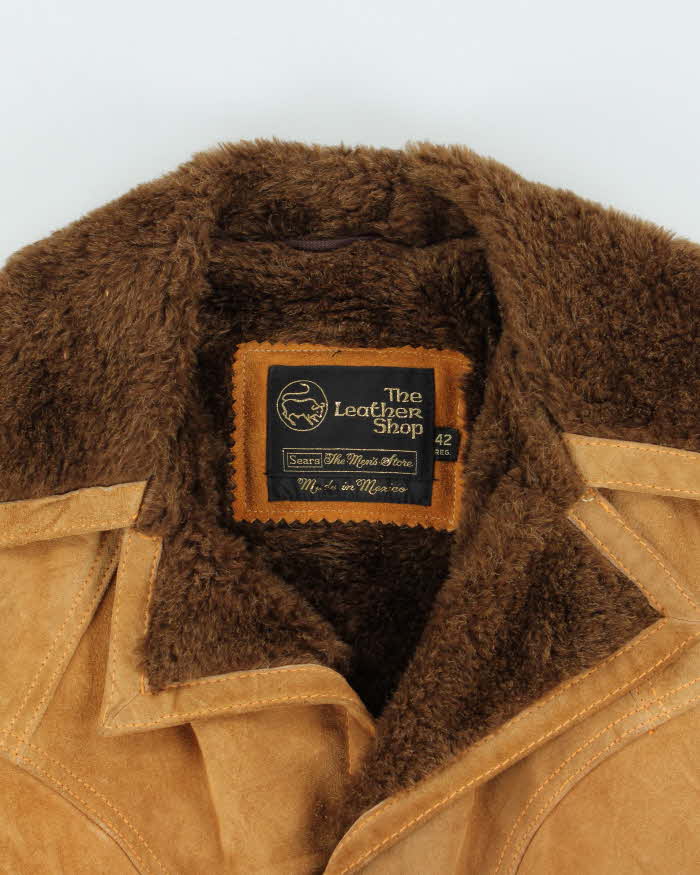 Vintage 1990s Sears Western Shearling Suede Jacket - L