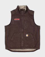 Vintage Carhartt Washed Duck Canvas Multi-Pocket Sherpa Lined Workwear Gilet - L