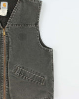 Vintage 2002 Y2K Carhartt V13 Made In USA Moss Duck Canvas Sherpa Lined Workwear Gilet - M