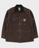 Vintage 2005 Y2K Carhartt C02 DKB Sandstone Duck Canvas Blanket-Lined Chore Jacket - M