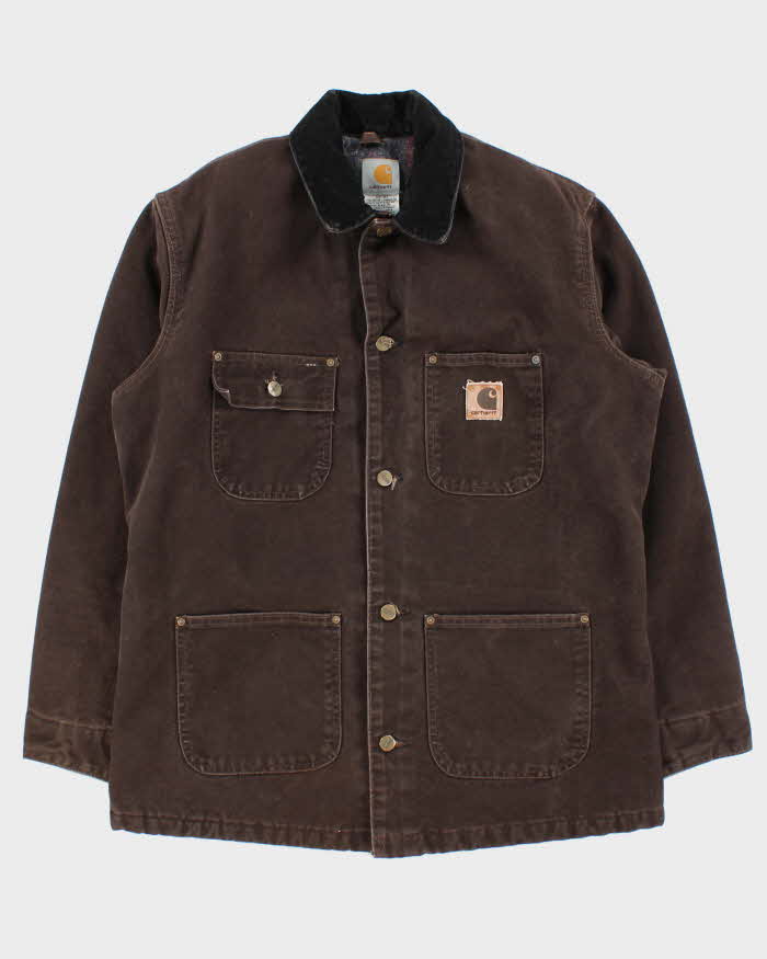 Vintage 2005 Y2K Carhartt C02 DKB Sandstone Duck Canvas Blanket-Lined Chore Jacket - M