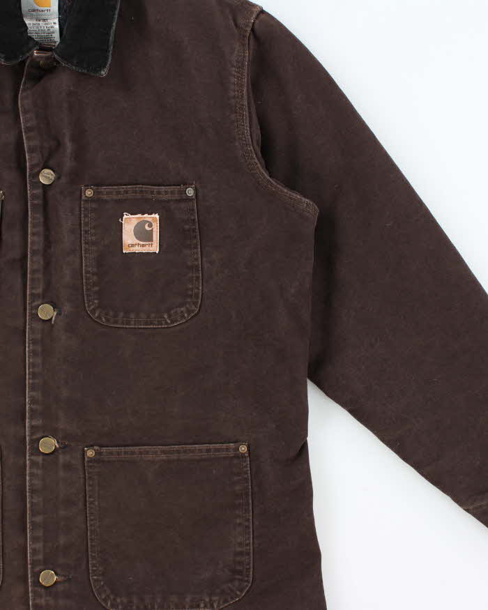 Vintage 2005 Y2K Carhartt C02 DKB Sandstone Duck Canvas Blanket-Lined Chore Jacket - M
