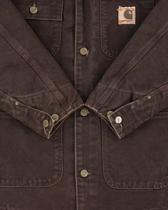 Vintage 2005 Y2K Carhartt C02 DKB Sandstone Duck Canvas Blanket-Lined Chore Jacket - M