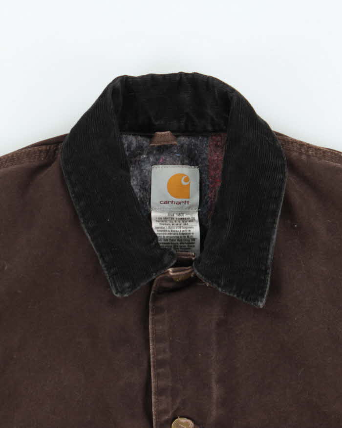 Vintage 2005 Y2K Carhartt C02 DKB Sandstone Duck Canvas Blanket-Lined Chore Jacket - M