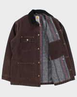 Vintage 2005 Y2K Carhartt C02 DKB Sandstone Duck Canvas Blanket-Lined Chore Jacket - M