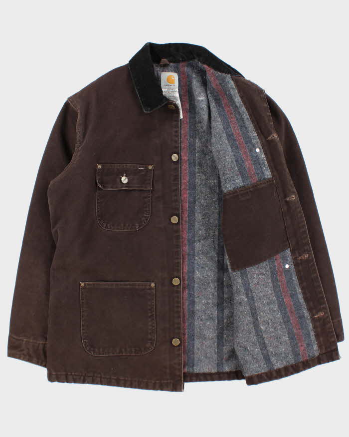 Vintage 2005 Y2K Carhartt C02 DKB Sandstone Duck Canvas Blanket-Lined Chore Jacket - M