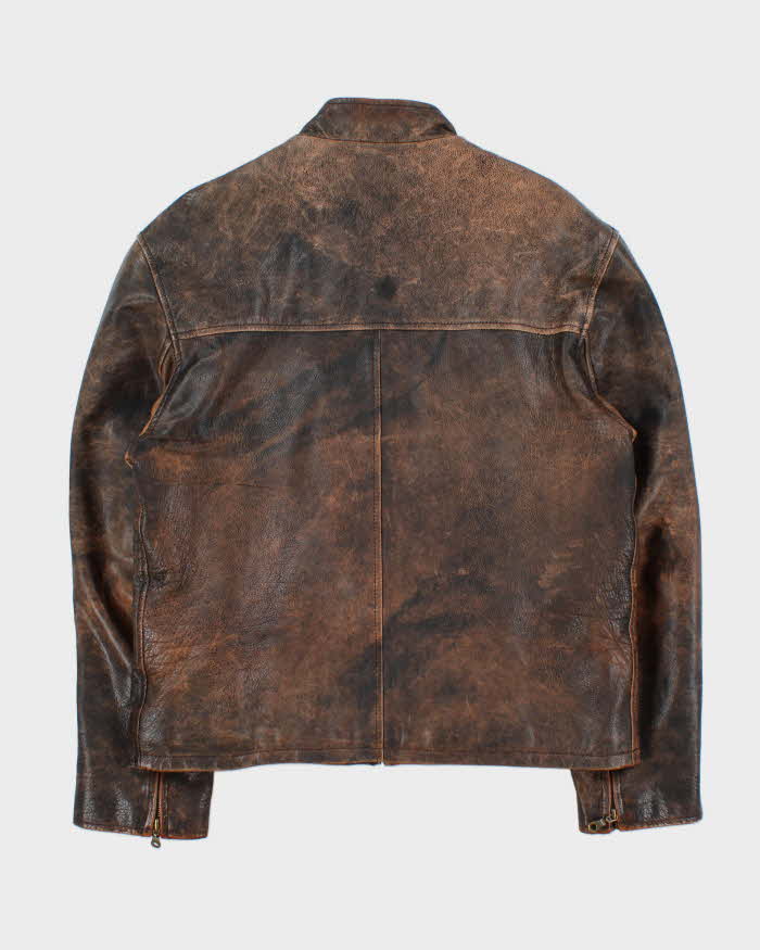 Vintage Y2K 00s Bolero Italian Cafe Racer Patina Leather Moto Jacket - M