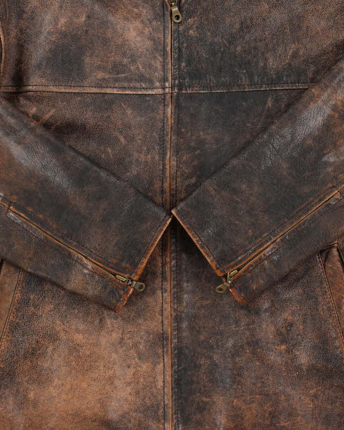 Vintage Y2K 00s Bolero Italian Cafe Racer Patina Leather Moto Jacket - M