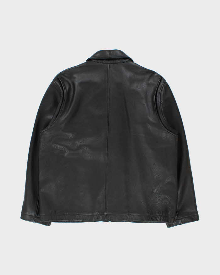Vintage Y2K 00s Eddie Bauer Pebbled Leather Moto Harrington Jacket - XL