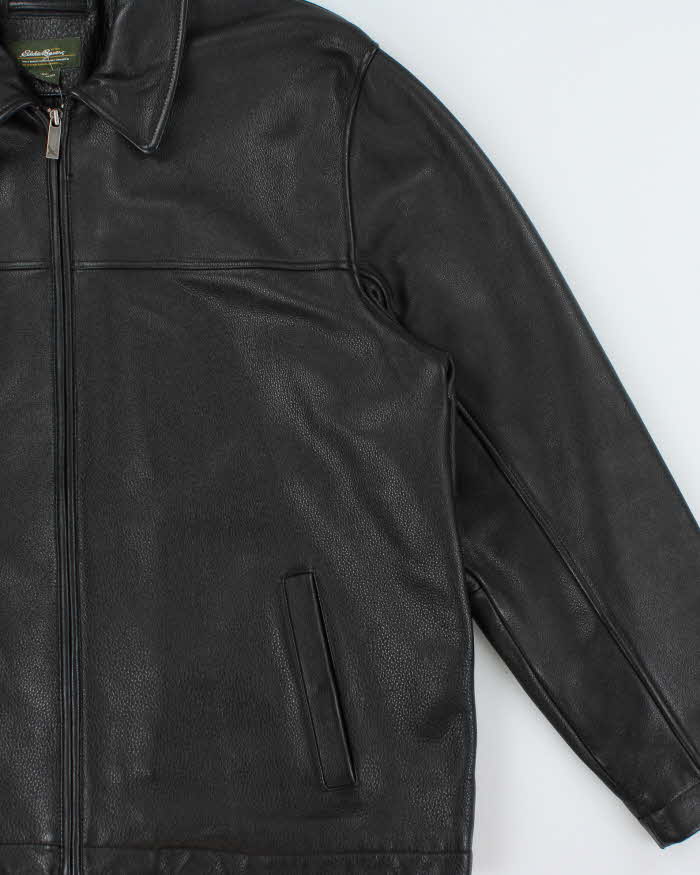 Vintage Y2K 00s Eddie Bauer Pebbled Leather Moto Harrington Jacket - XL