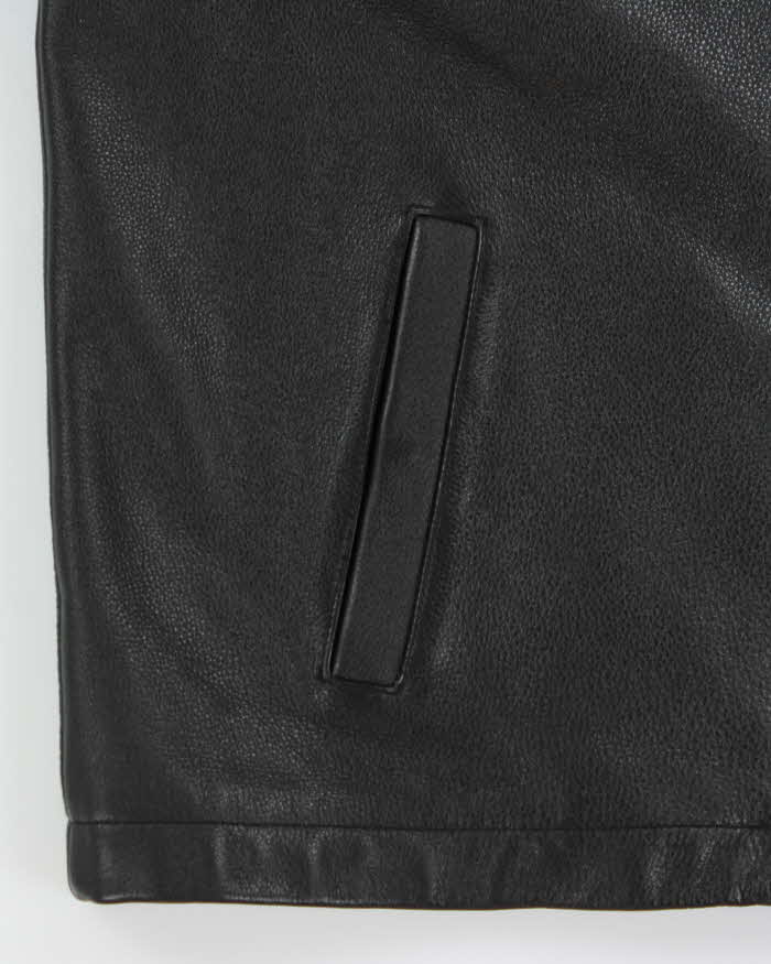 Vintage Y2K 00s Eddie Bauer Pebbled Leather Moto Harrington Jacket - XL