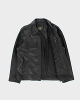 Vintage Y2K 00s Eddie Bauer Pebbled Leather Moto Harrington Jacket - XL