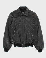 Vintage 1990s Roots Made In Canada Pebbled Leather Aviator Bomber Jacket - L