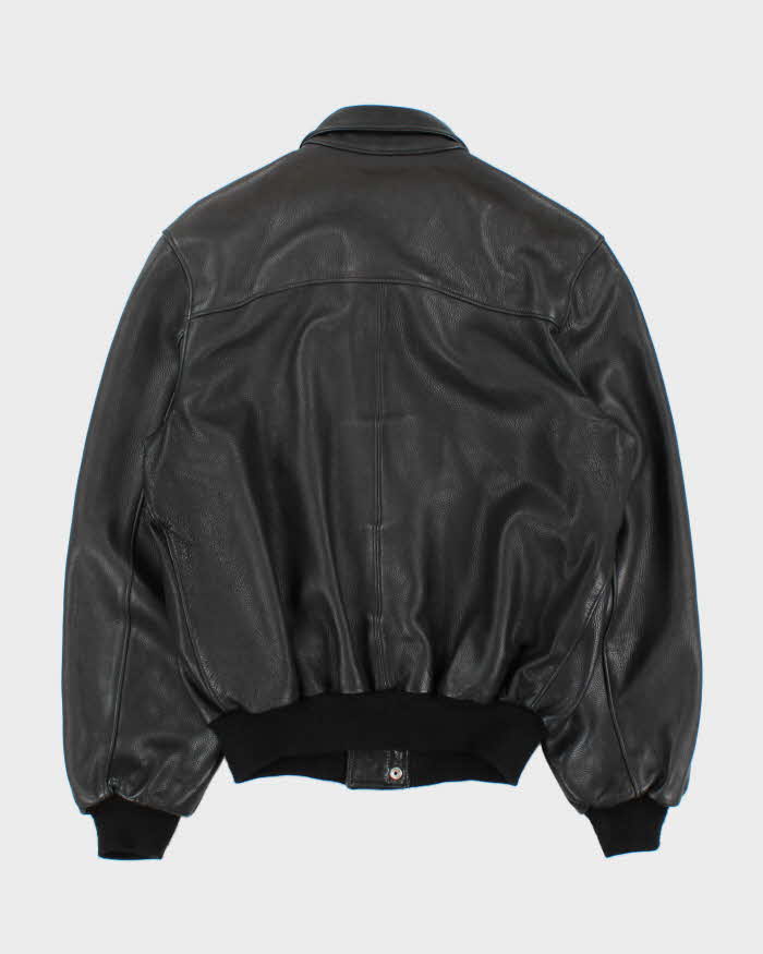 Vintage 1990s Roots Made In Canada Pebbled Leather Aviator Bomber Jacket - L