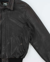 Vintage 1990s Roots Made In Canada Pebbled Leather Aviator Bomber Jacket - L