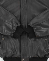 Vintage 1990s Roots Made In Canada Pebbled Leather Aviator Bomber Jacket - L