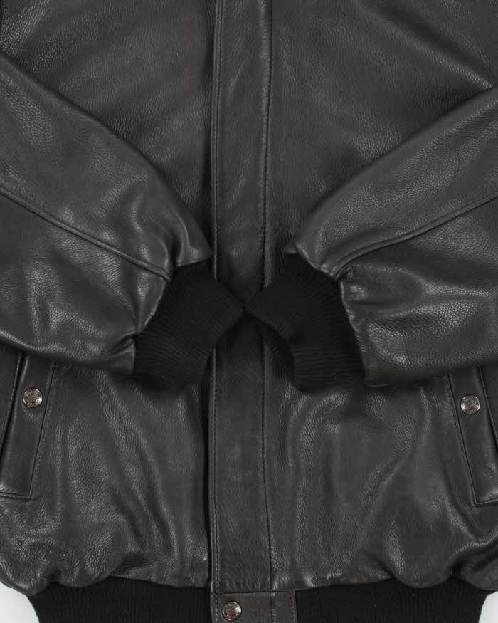 Vintage 1990s Roots Made In Canada Pebbled Leather Aviator Bomber Jacket - L