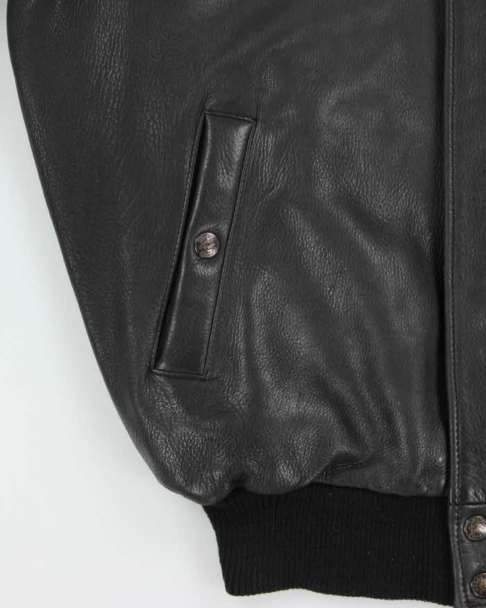 Vintage 1990s Roots Made In Canada Pebbled Leather Aviator Bomber Jacket - L