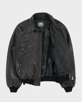 Vintage 1990s Roots Made In Canada Pebbled Leather Aviator Bomber Jacket - L