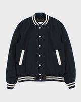 Sandro Paris Navy Wool Blend Striped Varsity Bomber Jacket - M