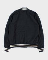 Sandro Paris Navy Wool Blend Striped Varsity Bomber Jacket - M