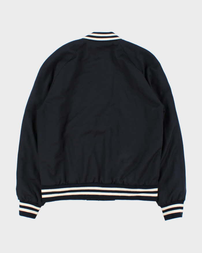 Sandro Paris Navy Wool Blend Striped Varsity Bomber Jacket - M